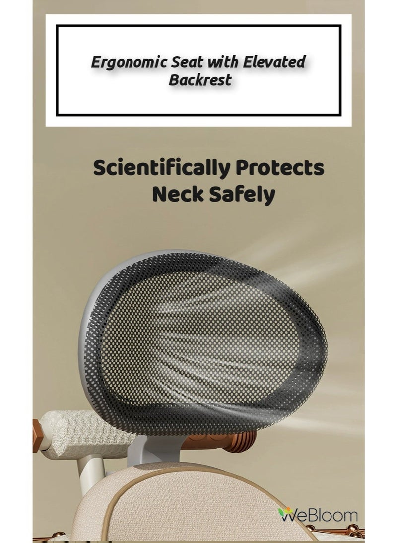 WeBloom 4-in-1 Baby Stroller, 3 Wheel Travel Stroller,2-way Swivel Seat for Toddler Boys and Girls,with Seat Belt,Adjustable Push Handle, Removable Canopy,Toddler Stroller Or Ride-On Bike with Dual Safety Brakes for 8 Months-6 Years (Beige). - Image 4